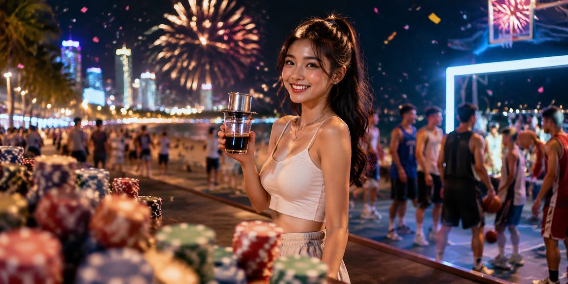 Người dùng Phan Thiết theo dõi bóng rổ và đặt cược trực tuyến trong lúc thưởng cà phê buổi sáng